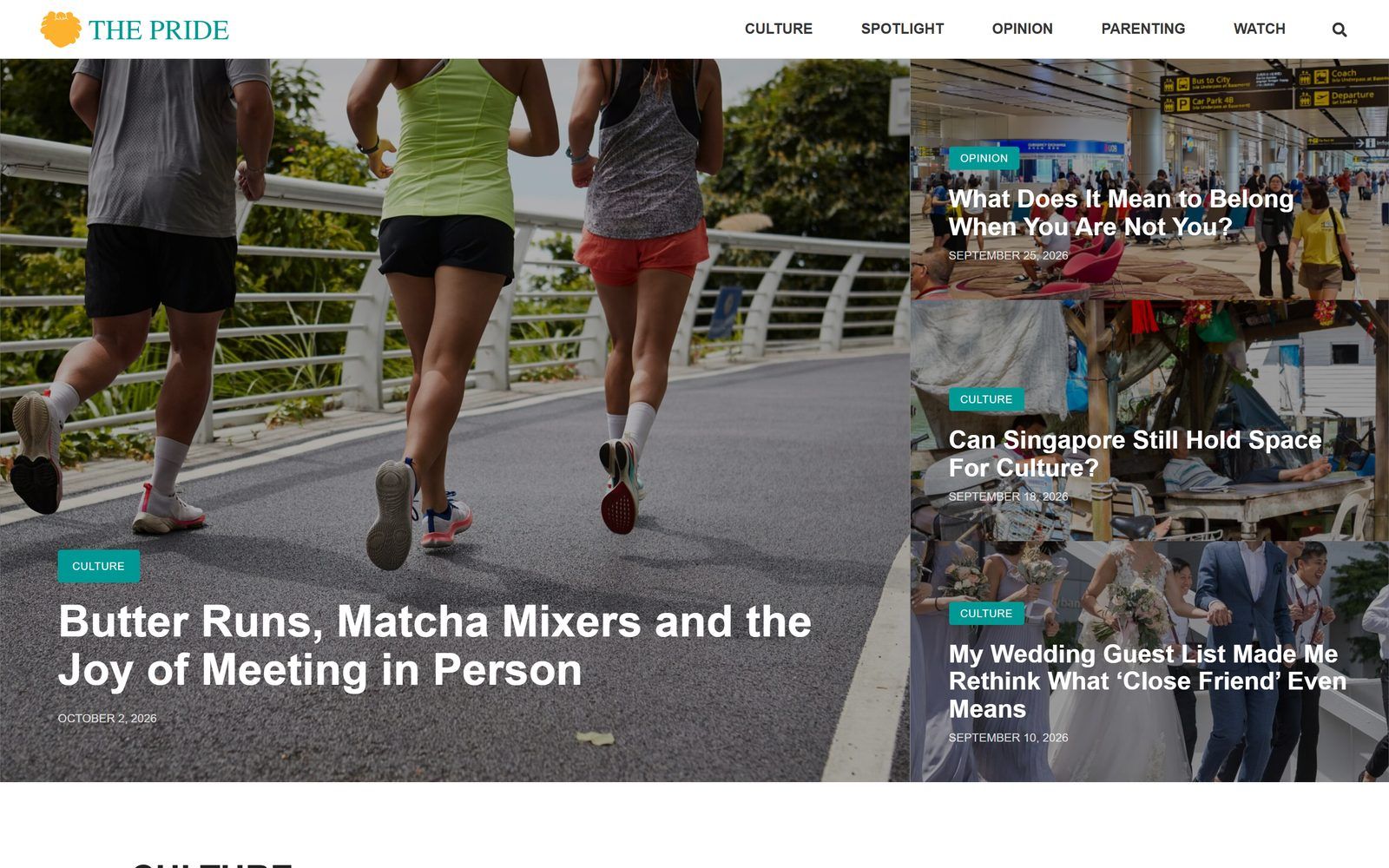 The Pride website homepage