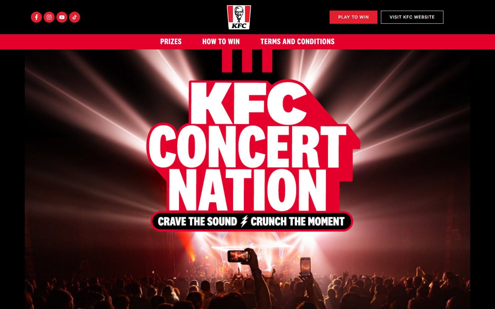 KFC Concert Nation website homepage