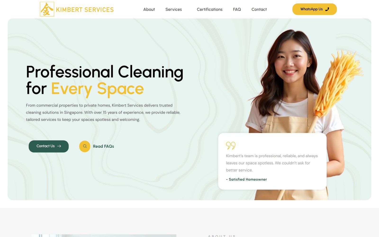 Kimbert Services website homepage