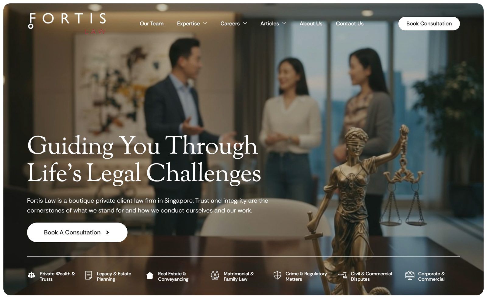 Fortis Law website homepage