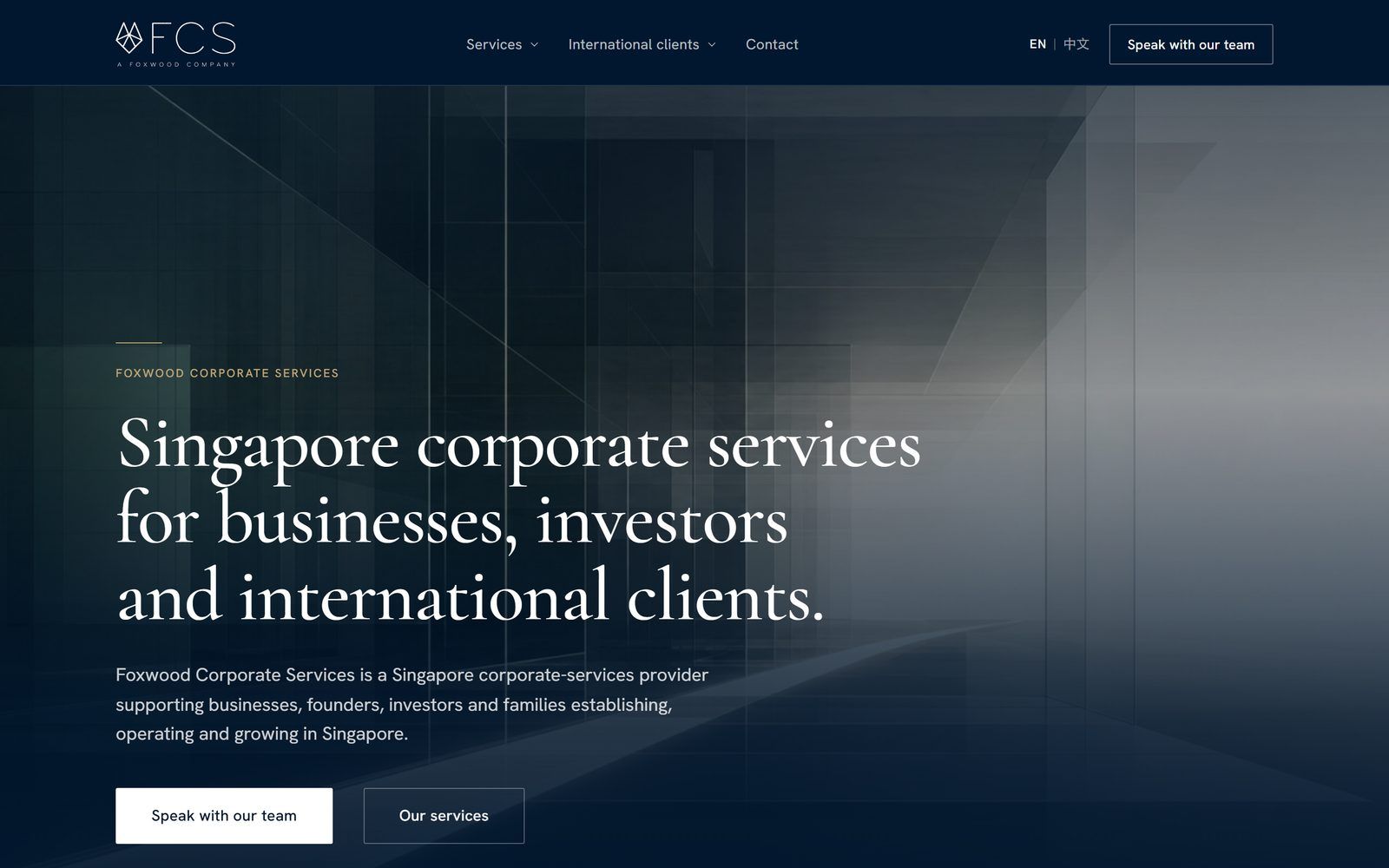 Foxwood Corporate Services website homepage