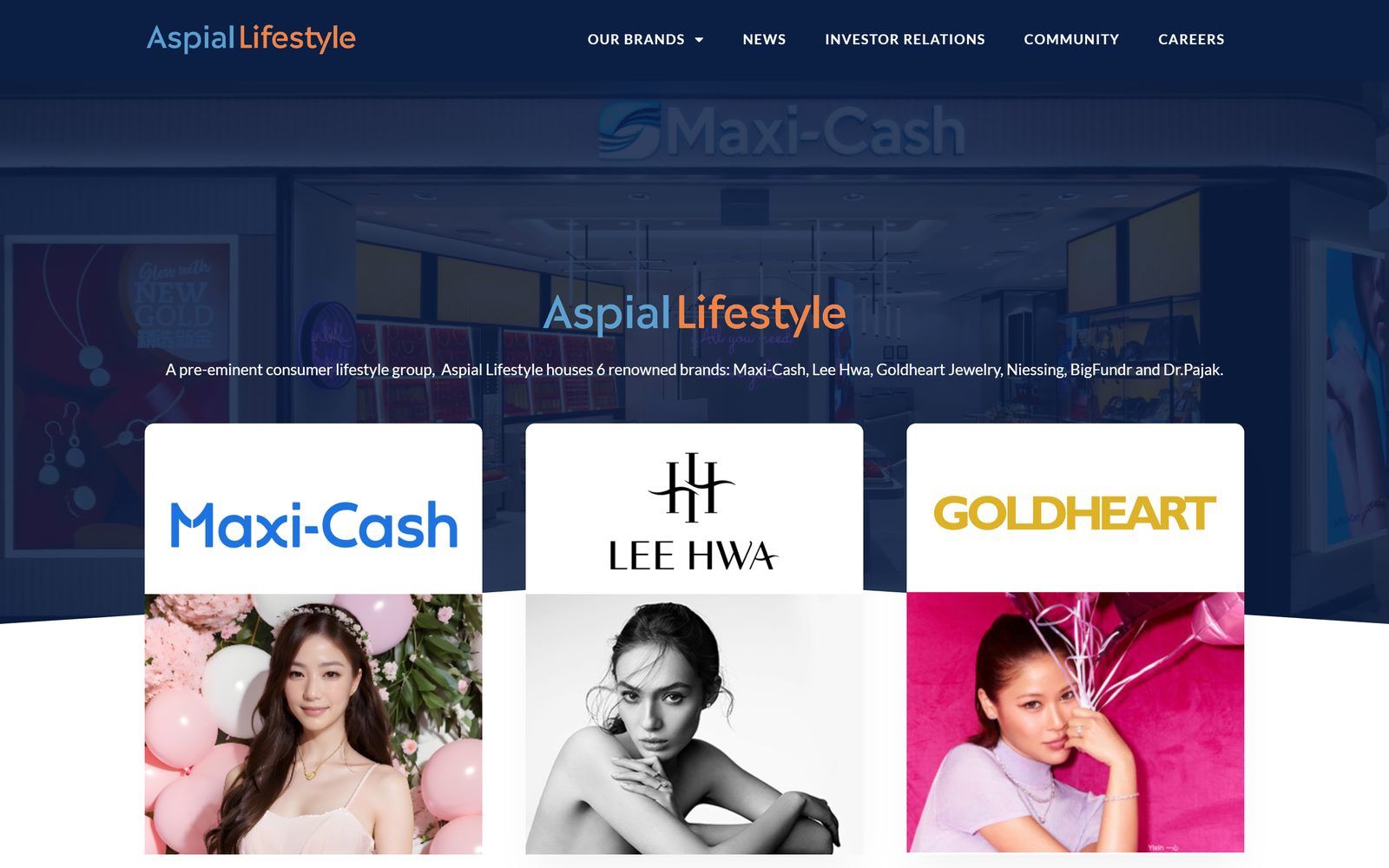 Aspial Lifestyle website homepage