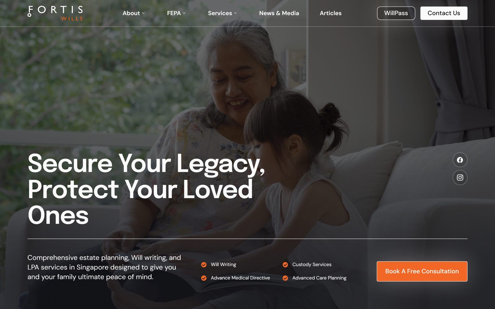 FortisWills website homepage