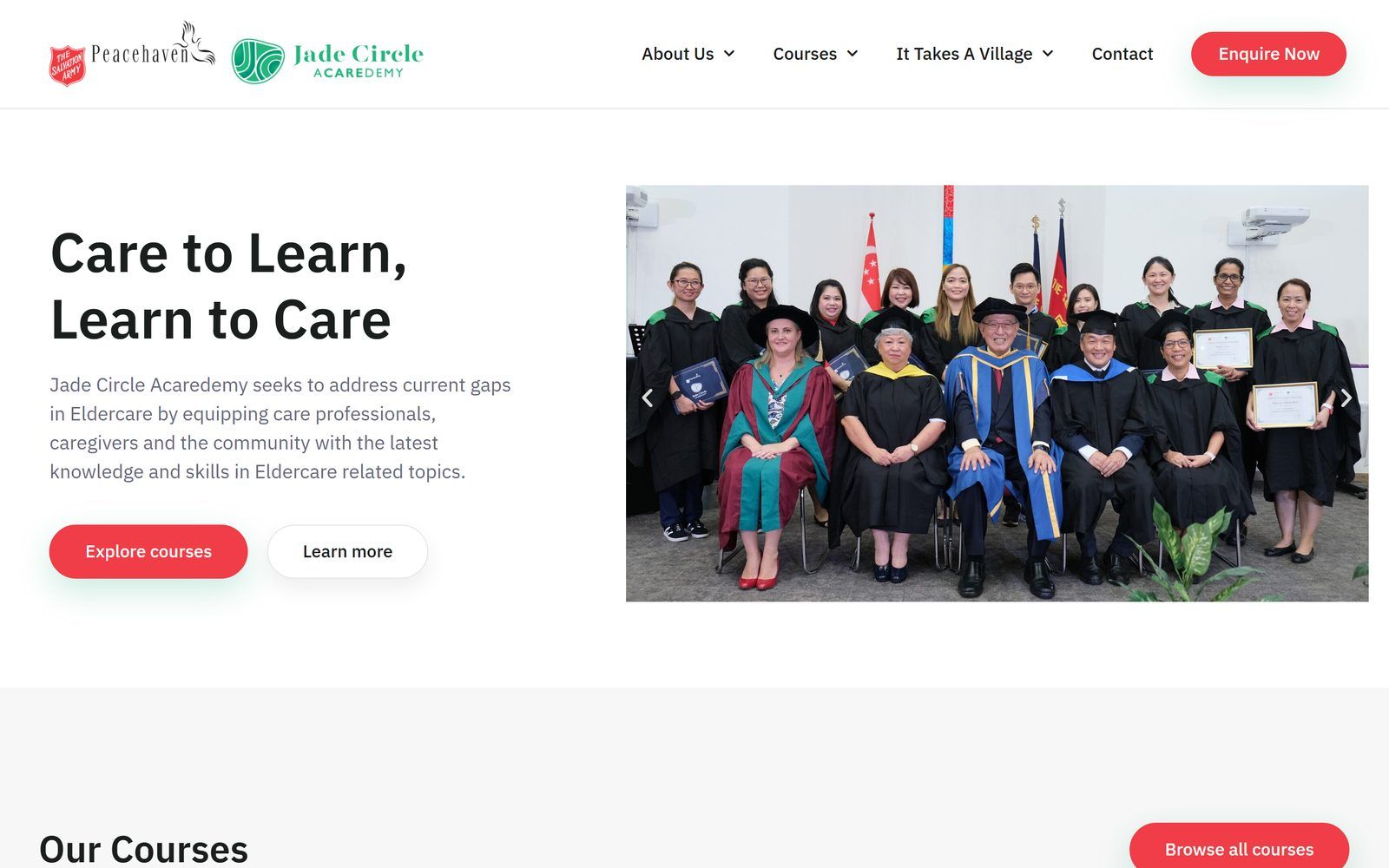 Jade Circle Acaredemy website homepage
