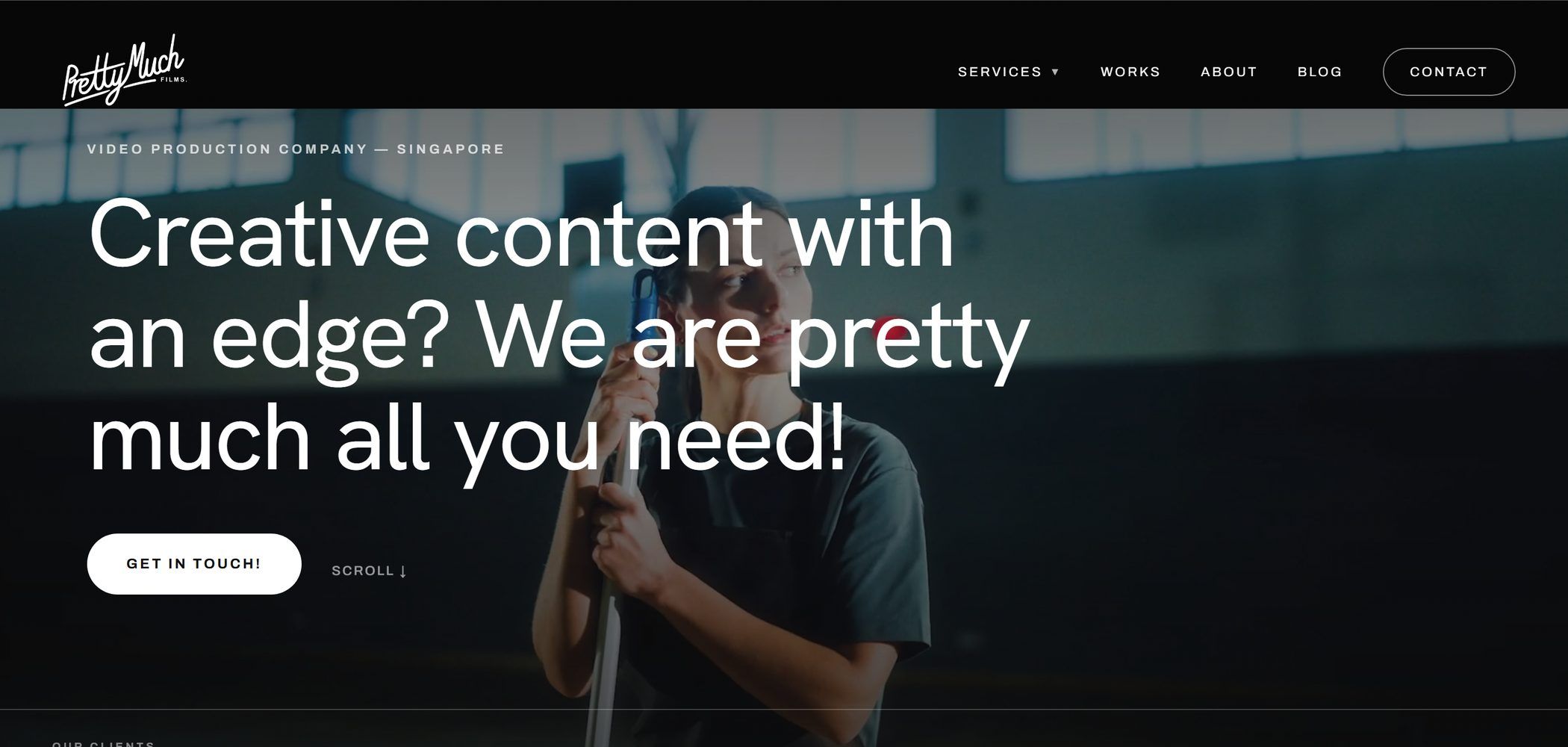 Pretty Much Films website, homepage on desktop