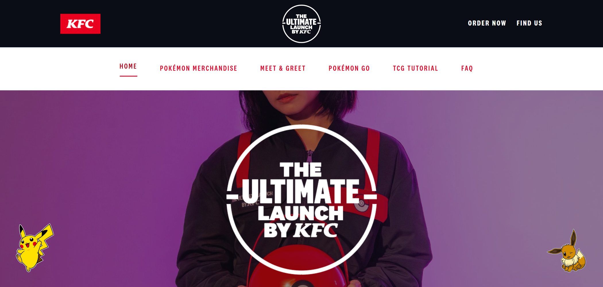 The Ultimate Launch by KFC website, homepage on desktop