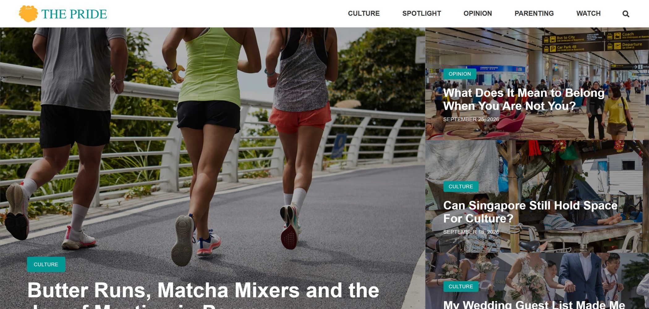 The Pride website, homepage on desktop