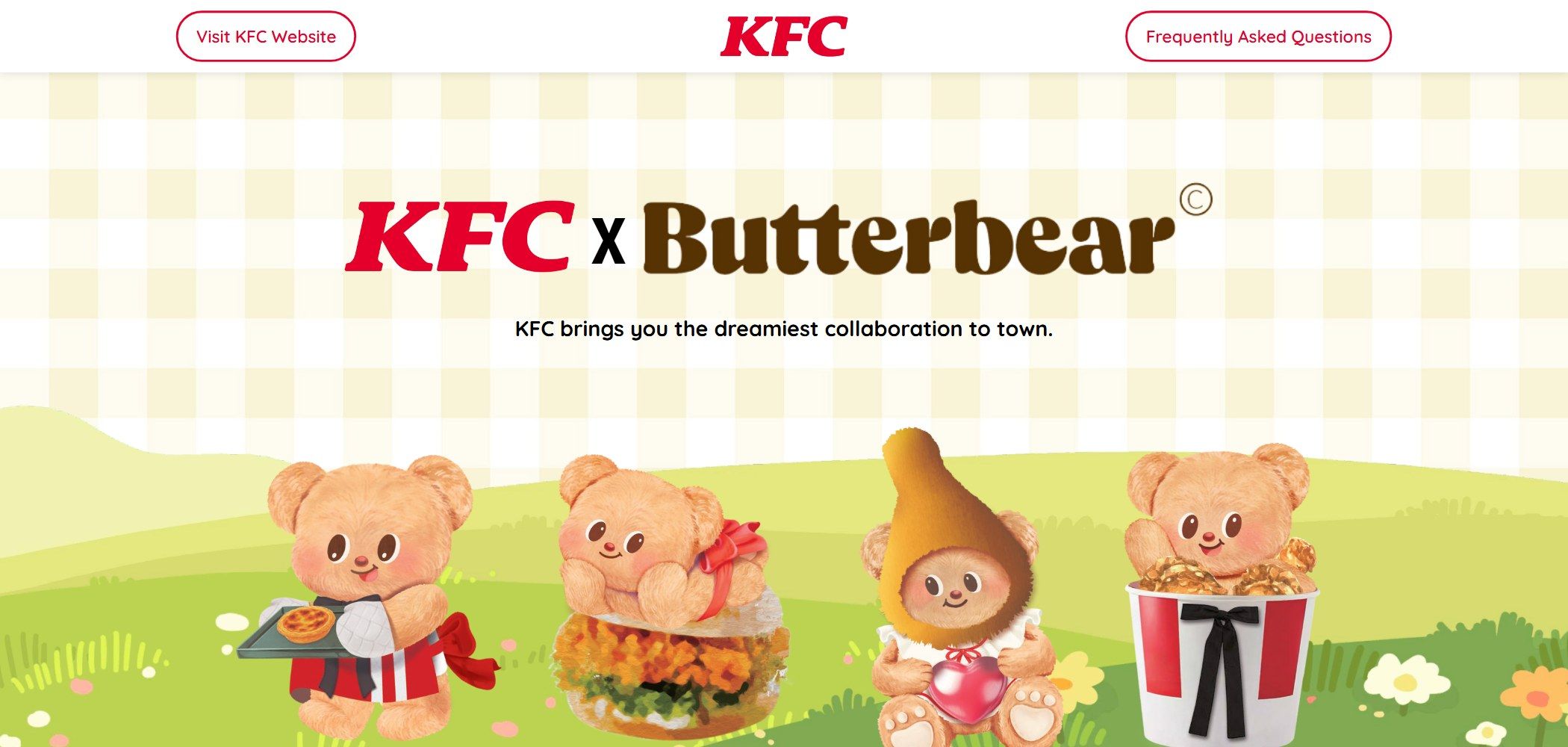 KFC x Butterbear website, homepage on desktop