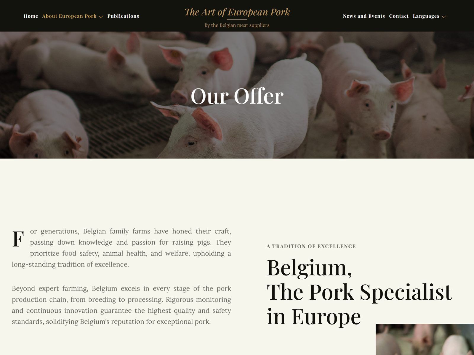 European Pork website: Our offer page