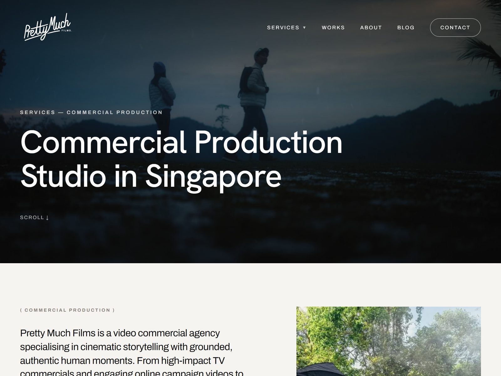 Pretty Much Films website: Commercial video production service page