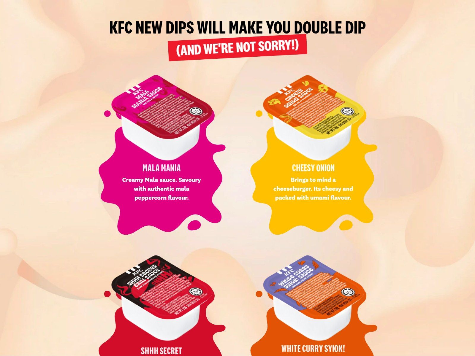 KFC Dips website: The four new dips page