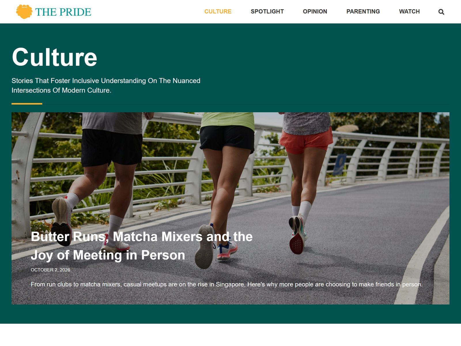 The Pride website: Culture category page