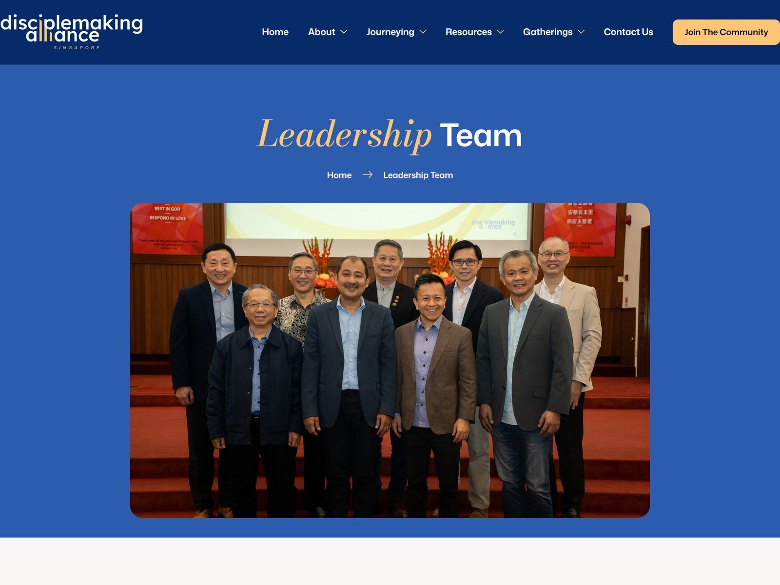 Disciplemaking Alliance Singapore website: Leadership team page