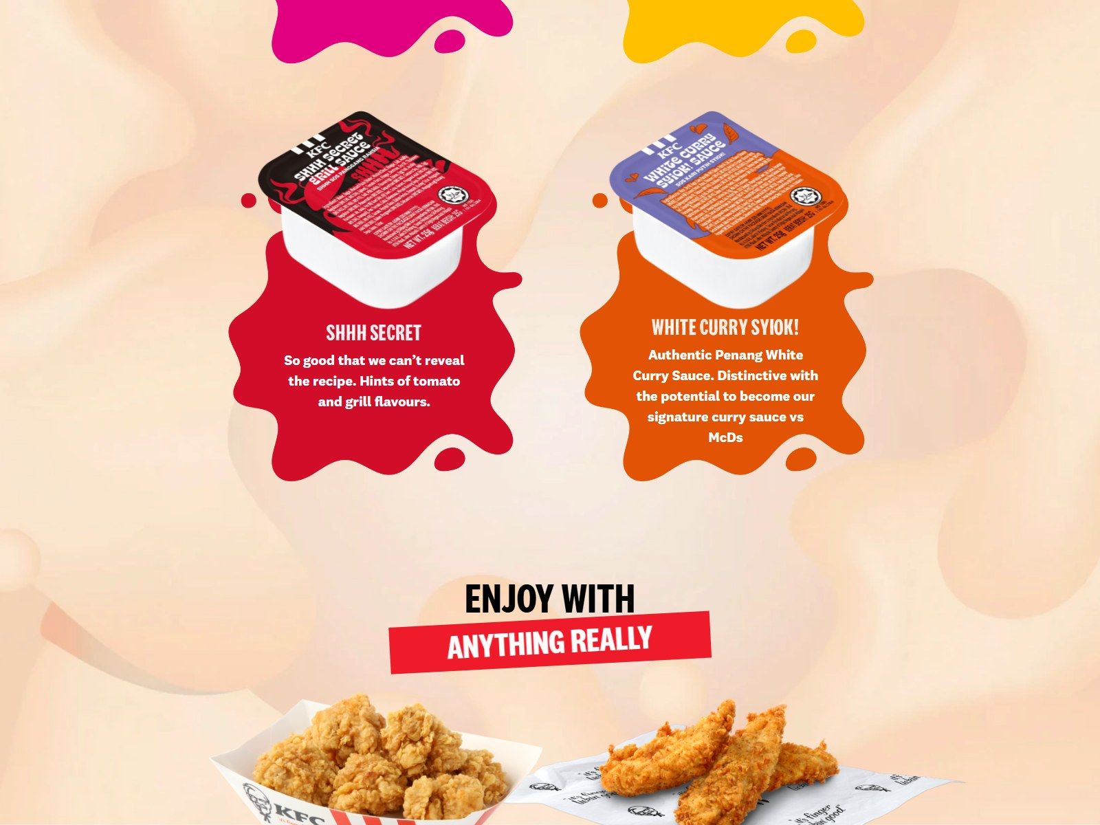 KFC Dips website: Enjoy with anything page
