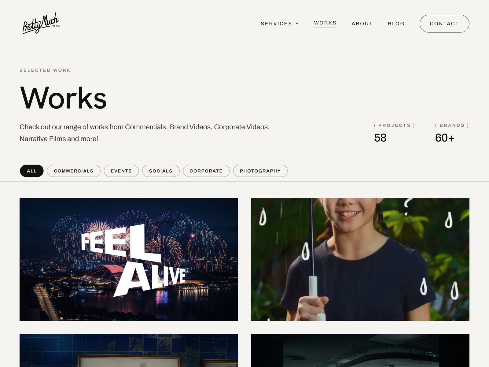 Pretty Much Films website: Works page