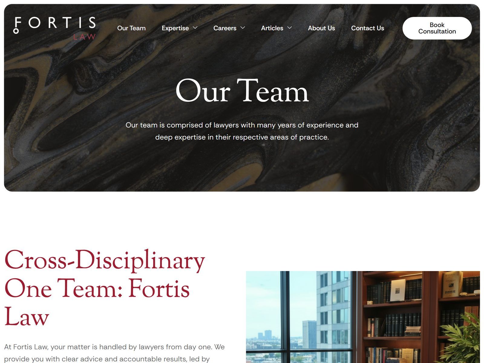 Fortis Law website: Our team page