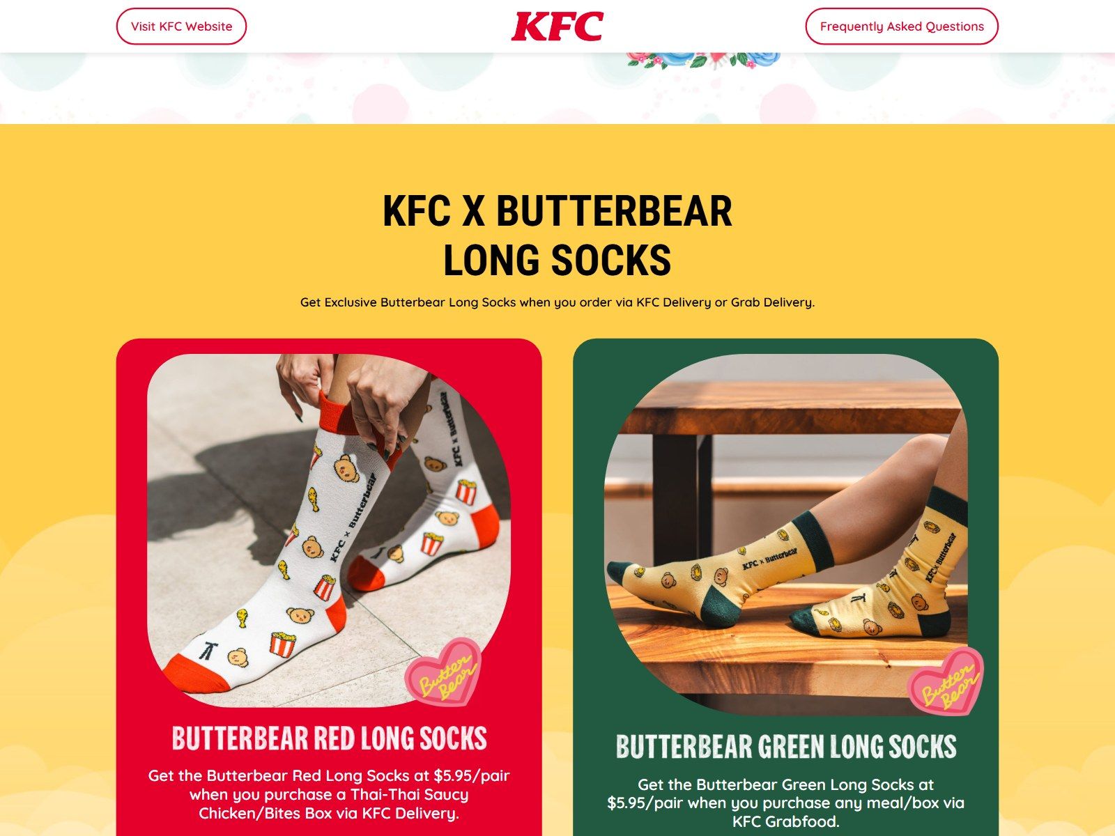 KFC x Butterbear website: Long Socks page
