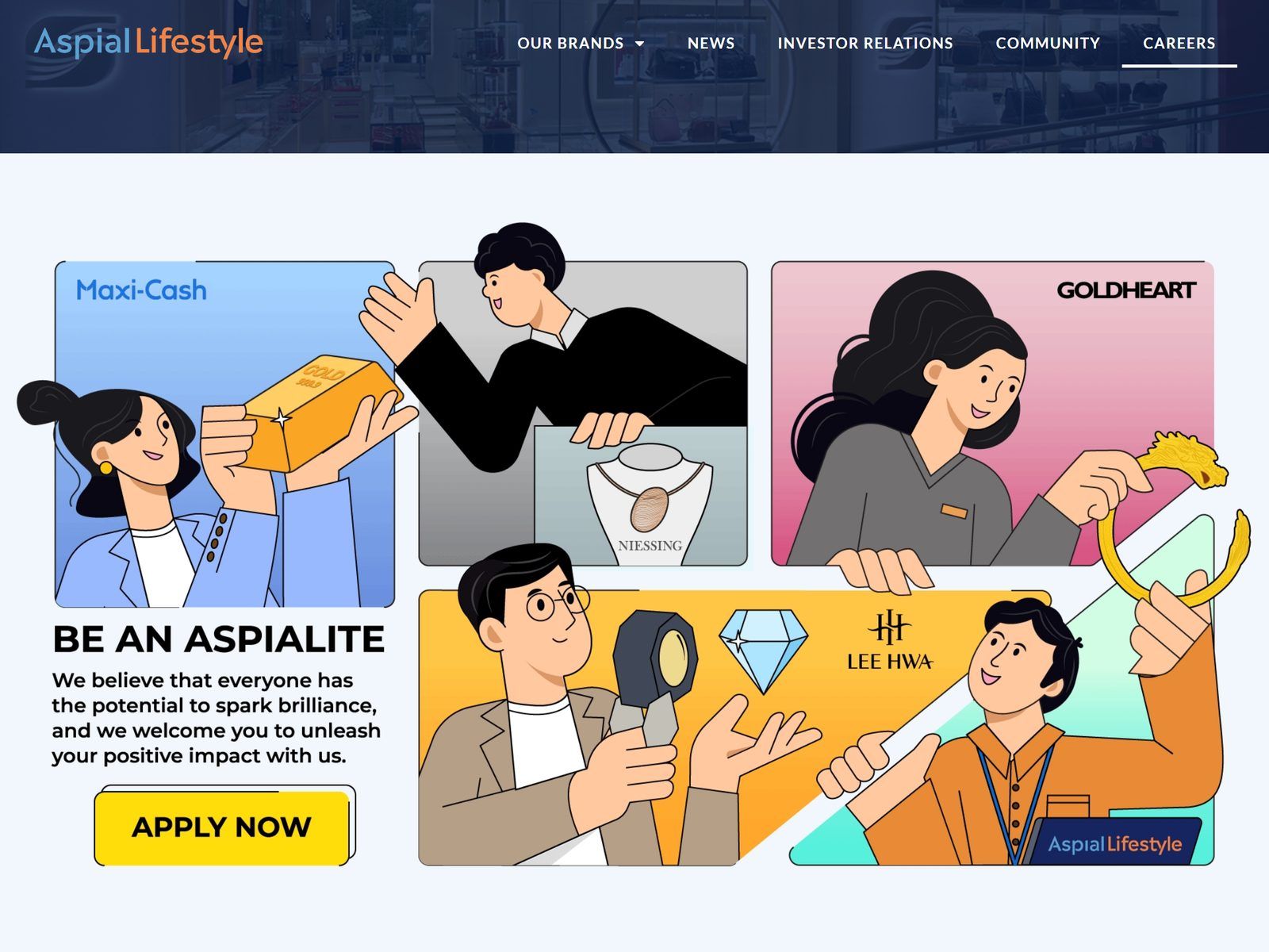 Aspial Lifestyle website: Careers page
