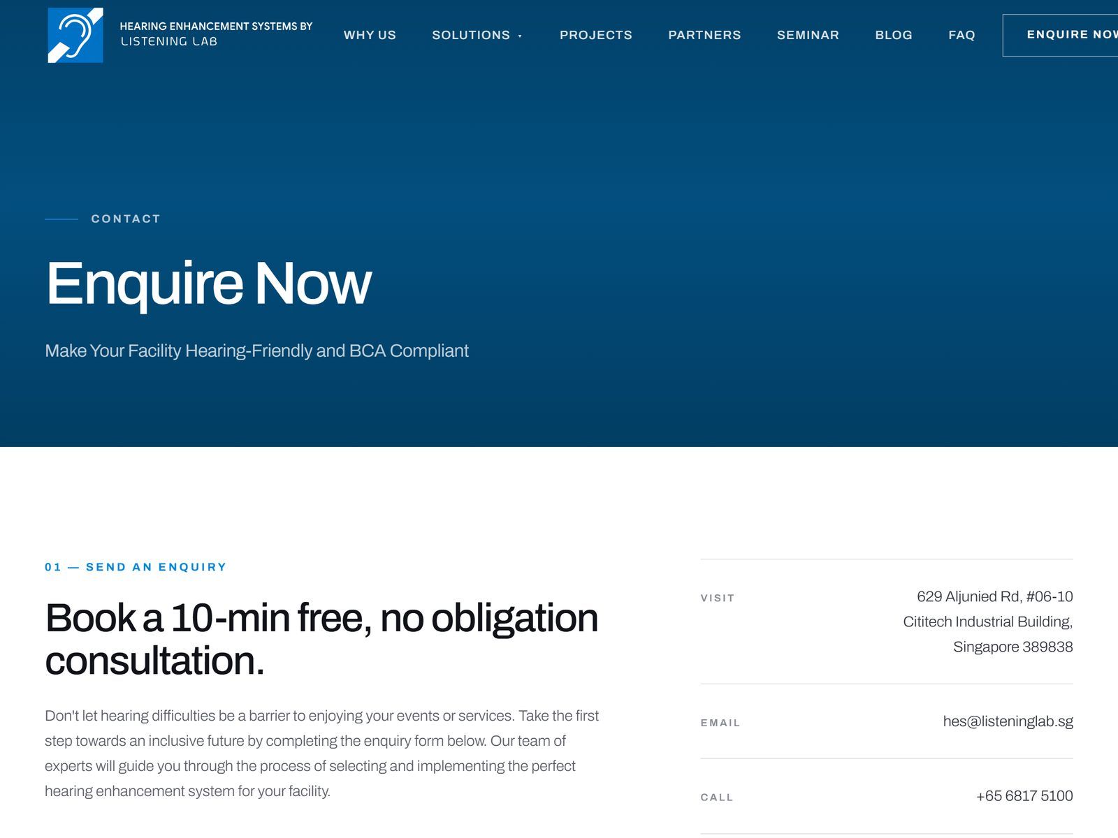 Loop System website: Enquire now page